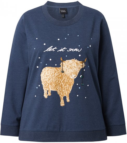 Ulla Popken Let It Snow Sequins Sweatshirt Ink Blue - Džemperi un džemperi ar kapuci - 