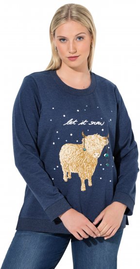 Ulla Popken Let It Snow Sequins Sweatshirt Ink Blue - Džemperi un džemperi ar kapuci - 