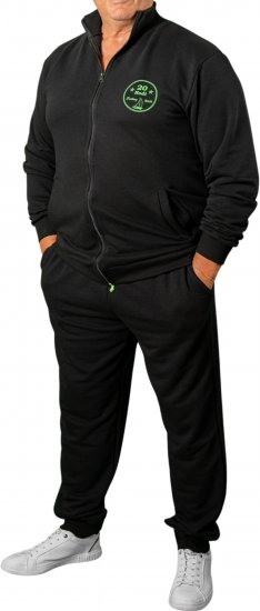 20 Nodi Ostro Stretch Fleece Cotton Tracksuit Black - Treniņtērpi - Liela izmēra Treniņtērpi vīriešiem