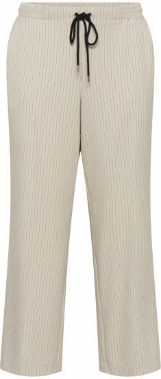 Kaffe Curve Sirana Pants Beige Melange/Black Stripe - Auduma bikses - 