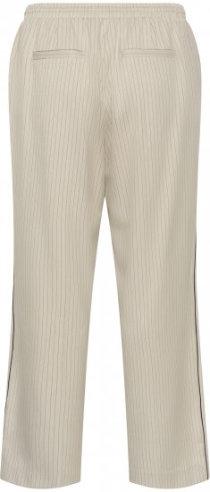 Kaffe Curve Sirana Pants Beige Melange/Black Stripe - Auduma bikses - 
