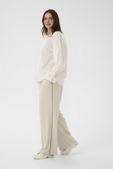 Kaffe Curve Sirana Pants Beige Melange/Black Stripe - Auduma bikses - 