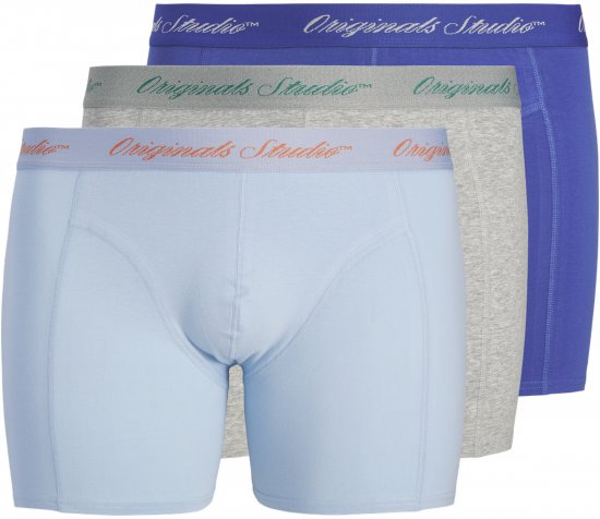 Jack & Jones Norrebro Solid Trunks 3-Pack Blue - Bokseršorti - Vīriešu lielie bokseru šorti