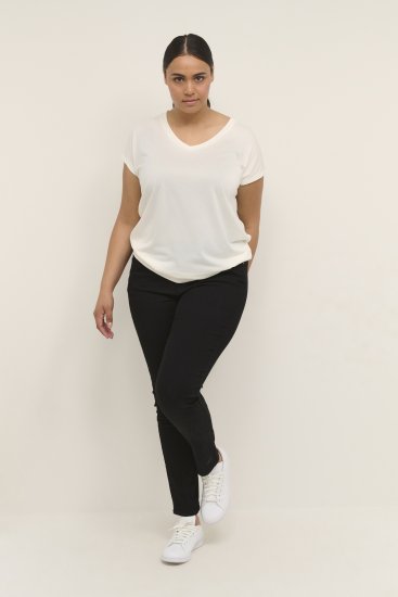 Kaffe Curve Lina V-Neck T-Shirt White - T-krekli - 
