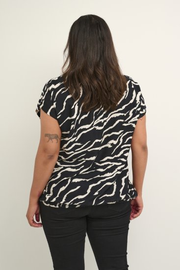 Kaffe Curve Sonna Stanley Tops Melns/Antique Zebras raksts - T-krekli - 