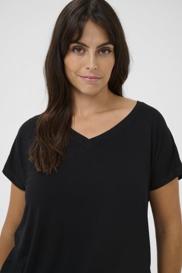 Kaffe Curve Jena V-Neck T-krekls Dziļi melna - T-krekli - 