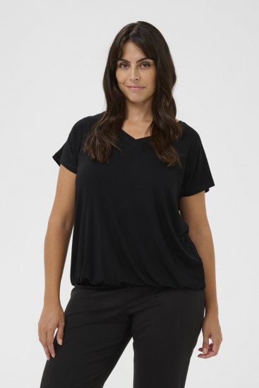 Kaffe Curve Jena V-Neck T-krekls Dziļi melna - T-krekli - 
