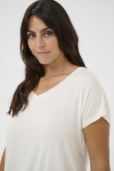 Kaffe Curve Jena V-Neck T-krekls Chalk - T-krekli - 