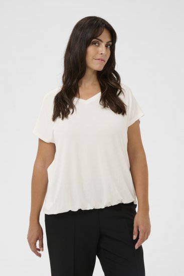 Kaffe Curve Jena V-Neck T-krekls Chalk - T-krekli - 