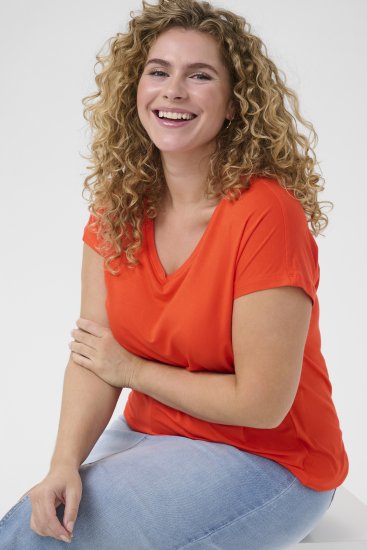 Kaffe Curve Jena V-Neck T-Shirt Grenadine Red - T-krekli - 