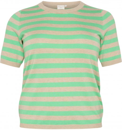 Kaffe Curve Lizzy Svītrains džemperis Spalvu pelēks melanžs/Zaļš - Apdrukāti T-krekli sievietēm - 