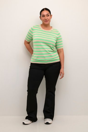 Kaffe Curve Lizzy Svītrains džemperis Spalvu pelēks melanžs/Zaļš - Apdrukāti T-krekli sievietēm - 