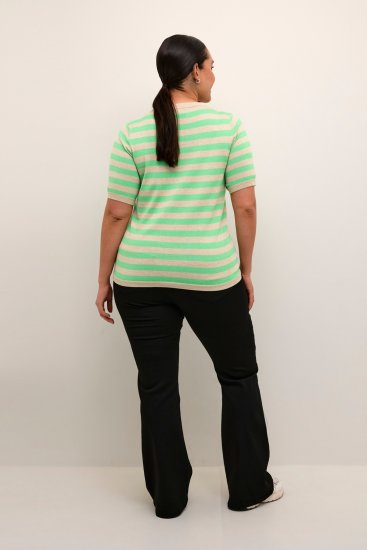 Kaffe Curve Lizzy Svītrains džemperis Spalvu pelēks melanžs/Zaļš - Apdrukāti T-krekli sievietēm - 