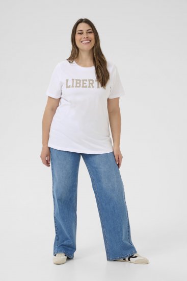 Kaffe Curve June T-krekls Balts - Apdrukāti T-krekli sievietēm - 