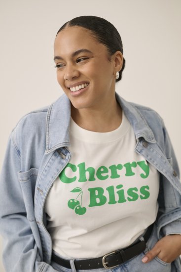 Kaffe Curve Chari T-Shirt Chalk - T-krekli - 