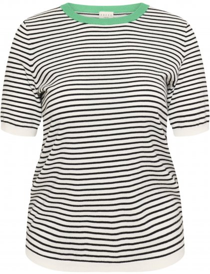Kaffe Curve Lizzy Knit T-Shirt Chalk/Black Fine Stripe - T-krekli - 