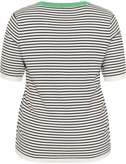 Kaffe Curve Lizzy Knit T-Shirt Chalk/Black Fine Stripe - T-krekli - 