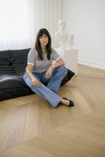 Kaffe Curve Lizzy Knit T-Shirt Chalk/Black Fine Stripe - T-krekli - 
