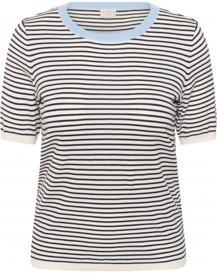 Kaffe Curve Lizzy Knit T-Shirt Chalk/Midnight Fine Stripe - T-krekli - 