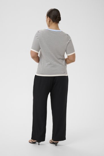 Kaffe Curve Lizzy Knit T-Shirt Chalk/Midnight Fine Stripe - T-krekli - 
