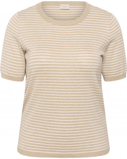 Kaffe Curve Lizzy Knit T-Shirt Feather Melange/Chalk Fine Stripe - T-krekli - 