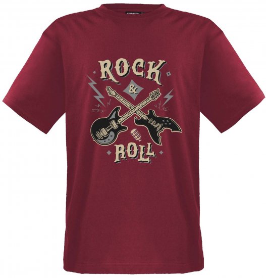 Adamo Rock and Roll Comfort Fit T-Shirt Red - Lielo vīriešu t-krekli ar apdruku - Lielo vīriešu t-krekli ar apdruku