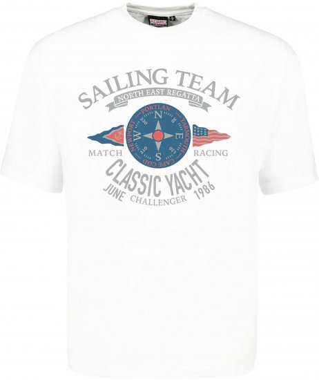 Adamo Sailing Comfort Fit T-Shirt White - Lielo vīriešu t-krekli ar apdruku - Lielo vīriešu t-krekli ar apdruku