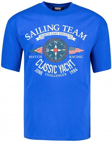Adamo Motivshirt Sailing Comfort Fit Royal Blue - T-krekli - T-krekli - 2XL-14XL
