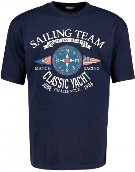 Adamo Sailing Comfort Fit T-Shirt Navy - Lielo vīriešu t-krekli ar apdruku - Lielo vīriešu t-krekli ar apdruku