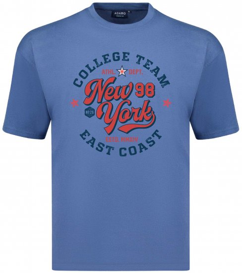 Adamo College Comfort Fit T-Shirt Blue - Lielo vīriešu t-krekli ar apdruku - Lielo vīriešu t-krekli ar apdruku