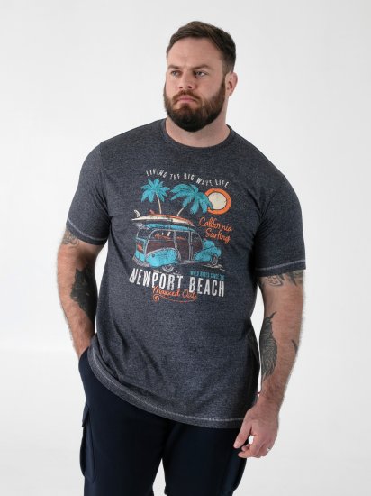 D555 Moyles Newport Beach Woody Car Printed T-Shirt Navy Twist - Lielo vīriešu t-krekli ar apdruku - Lielo vīriešu t-krekli ar apdruku