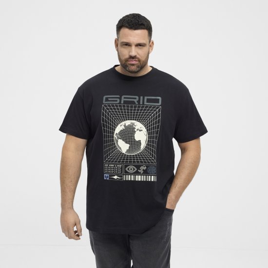 North Latitude 53333 Grid Printed T-Shirt Black - T-krekli - T-krekli - 2XL-14XL