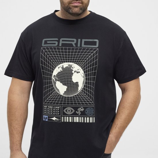 North Latitude 53333 Grid Printed T-Shirt Black - T-krekli - T-krekli - 2XL-14XL