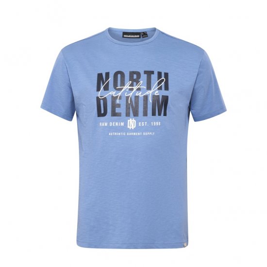 North Latitude Denim Printed Logo T-Shirt Dusty Blue - T-krekli - T-krekli - 2XL-14XL