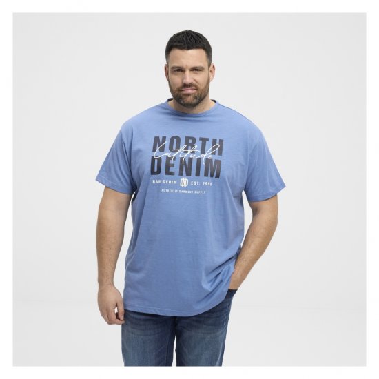 North Latitude Denim Printed Logo T-Shirt Dusty Blue - T-krekli - T-krekli - 2XL-14XL