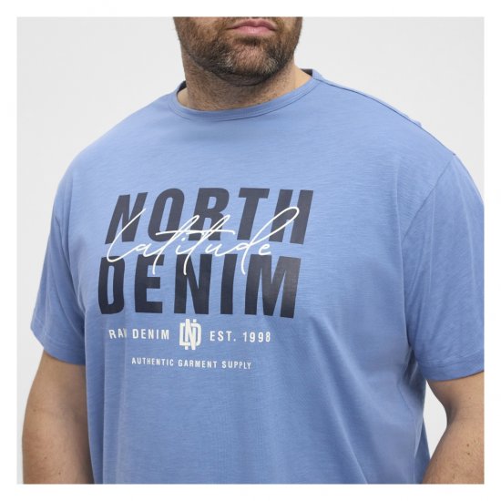 North Latitude Denim Printed Logo T-Shirt Dusty Blue - T-krekli - T-krekli - 2XL-14XL