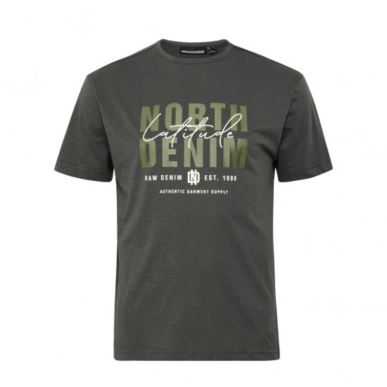 North Latitude Denim Printed Logo T-Shirt Dark Dust Green - T-krekli - T-krekli - 2XL-14XL