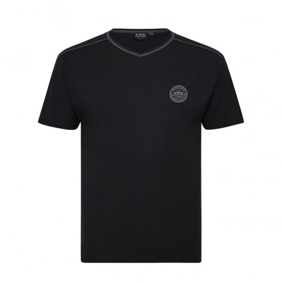 North Latitude Pyjama T-Shirt V-Neck Short Sleeve Black - Pidžamas/Loungewear - Vīriešu pidžamas lieli izmēri