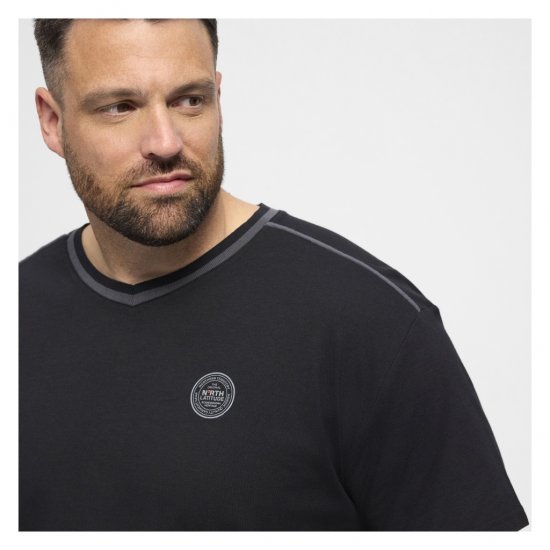 North Latitude Pyjama T-Shirt V-Neck Short Sleeve Black - Pidžamas/Loungewear - Vīriešu pidžamas lieli izmēri
