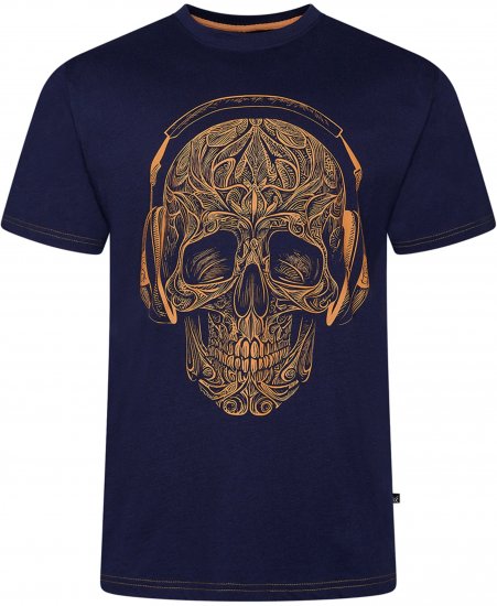 Kam Jeans 5795 Skull Printed T-Shirt Navy - Lielo vīriešu t-krekli ar apdruku - Lielo vīriešu t-krekli ar apdruku