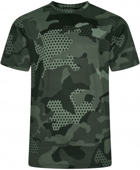 Kam Jeans AP016 Camo Technical T-Shirt Charcoal - Lielo vīriešu t-krekli ar apdruku - Lielo vīriešu t-krekli ar apdruku