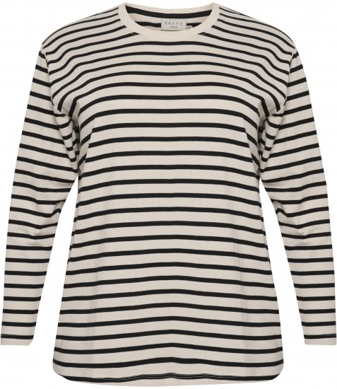 Kaffe Curve Winni Ar garām piedurknēm T-krekls Antīki balta/Melns svītra - T-krekli - 