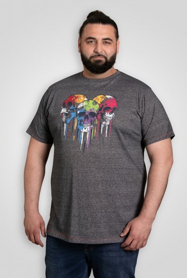 D555 Coalville T-Shirt Skulls with Colored Drips Navy Twist - T-krekli - T-krekli - 2XL-14XL