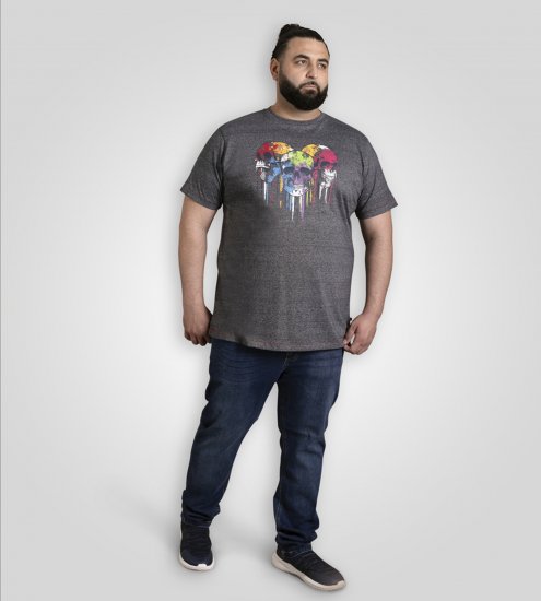 D555 Coalville T-Shirt Skulls with Colored Drips Navy Twist - T-krekli - T-krekli - 2XL-14XL