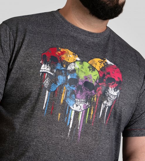 D555 Coalville T-Shirt Skulls with Colored Drips Navy Twist - T-krekli - T-krekli - 2XL-14XL