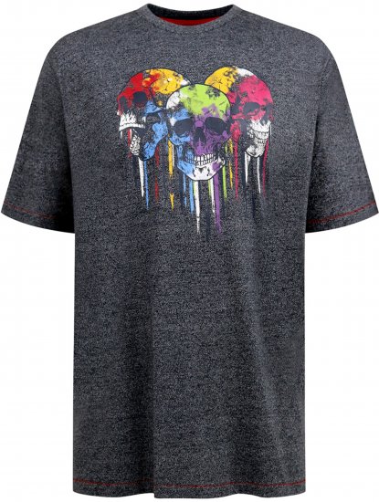 D555 Coalville T-Shirt Skulls with Colored Drips Navy Twist - T-krekli - T-krekli - 2XL-14XL