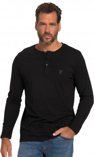 JP1880 Henley T-Shirt Long Sleeve Black TALL - VĪRIEŠU APĢĒRBS MT-6XLT - Apģērbs gariem vīriešiem
