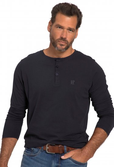 JP1880 Henley T-Shirt Long Sleeve Dark Navy TALL - VĪRIEŠU APĢĒRBS MT-6XLT - Apģērbs gariem vīriešiem