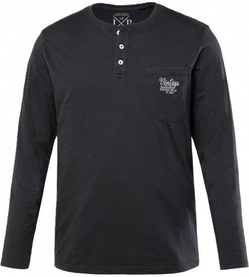 JP1880 T-Shirt Henley Long Sleeve Black TALL - VĪRIEŠU APĢĒRBS MT-6XLT - Apģērbs gariem vīriešiem