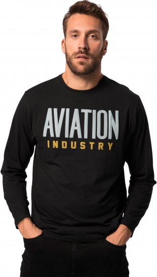 JP1880 T-Shirt Long Sleeve Aviation Black TALL - VĪRIEŠU APĢĒRBS MT-6XLT - Apģērbs gariem vīriešiem